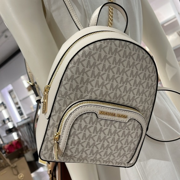 Michael Kors Ladies Backpack Bag Jaycee XS Conv Zip Backpack Light Cream Multi - Picture 15 of 16
